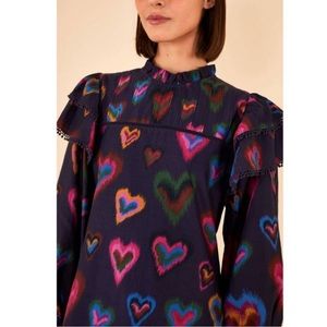 NWT Ikat Heart Dress FARM Rio  XS Hearts FarmRio